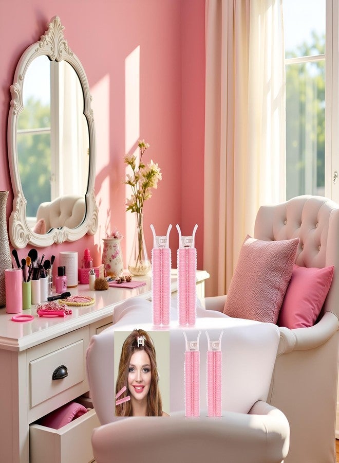 Labriciyon 4Pcs Pink Hair Rollers with Clip,Portable Hair Volume Clip,Volumizing Hair Root Clips,Bangs Curler DIY Hair,Styling Accessories,Self Grip Volume Root Rollers,Styling Tools and Appliances - Image 2
